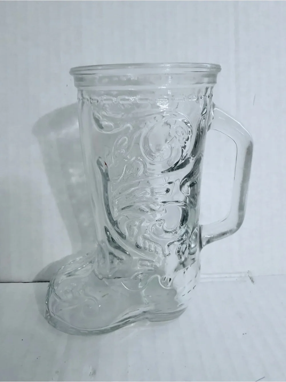 Vintage Clear Glass Cowboy Boot-Shaped Mug -